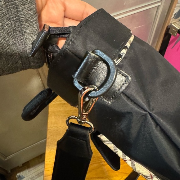 Burberry Black Tote Bag with Plaid Accent - Picture 8 of 11